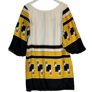 Vintage Silk Blend Mod Dress Nicola Antoni Retro Geometric Print Size SSour